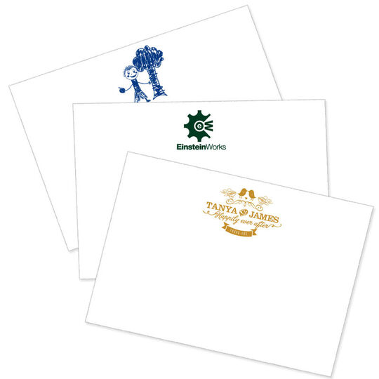 Custom Flat Note Cards with Your 1-Color Artwork  - Raised Ink